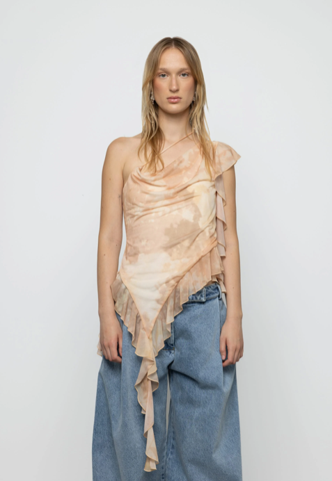 Mar Asymmetric Frill Top Yellow
