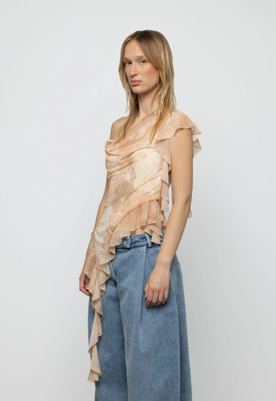 Mar Asymmetric Frill Top Yellow