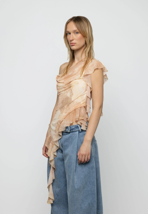 Mar Asymmetric Frill Top Yellow