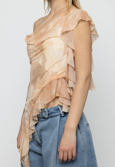 Mar Asymmetric Frill Top Yellow