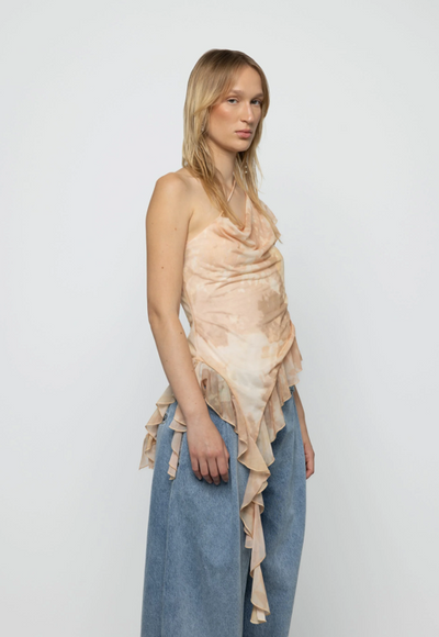 Mar Asymmetric Frill Top Yellow