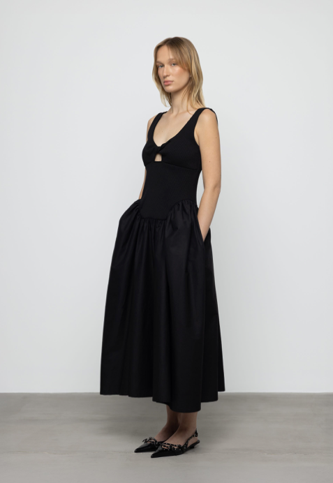 Riana Poplin Dress Black