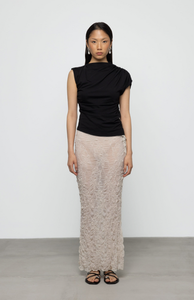 Asymmetric Draped Top Black