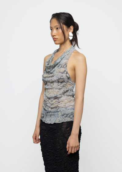 Cowl Tank Top Gray Snake