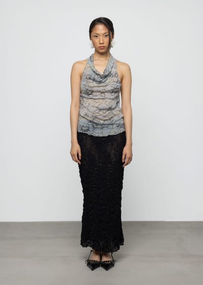 Cowl Tank Top Gray Snake