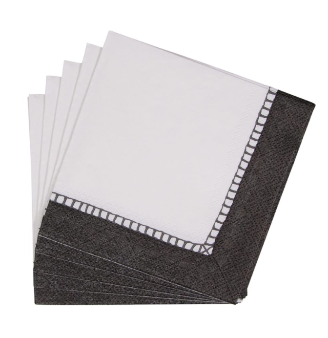 Linen Border Black Napkin Cocktail