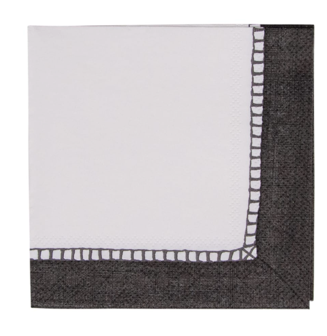 Linen Border Black Napkin Cocktail