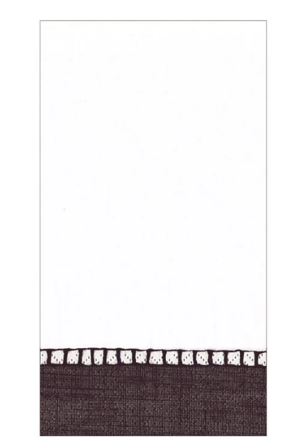 Linen Border Paper Guest Towel Napkins in Black