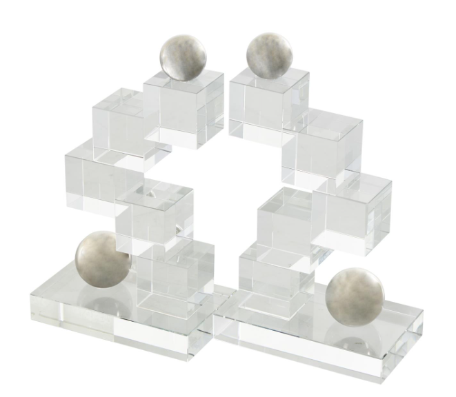 Biner Bookend Cristal Silver