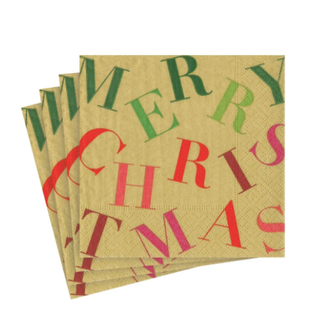 Merry Christmas Toss Paper Cocktail Napkins