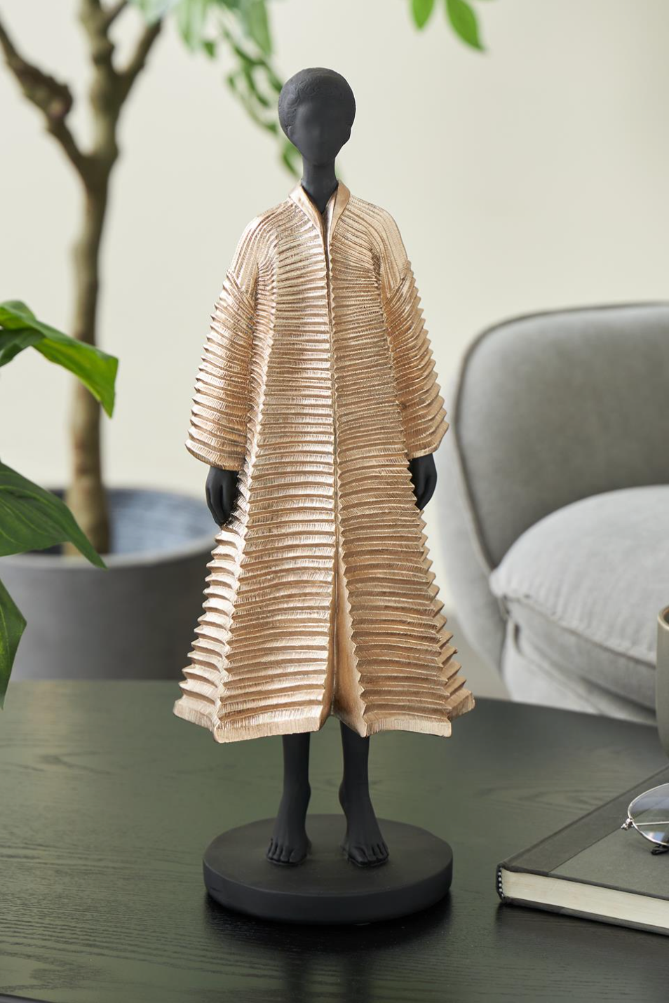 Black Polyresin Woman Decorative