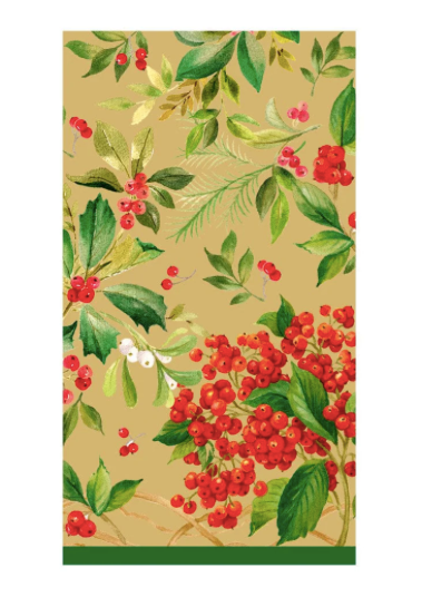 Holly Chintz Gold Guest Towel Napkins