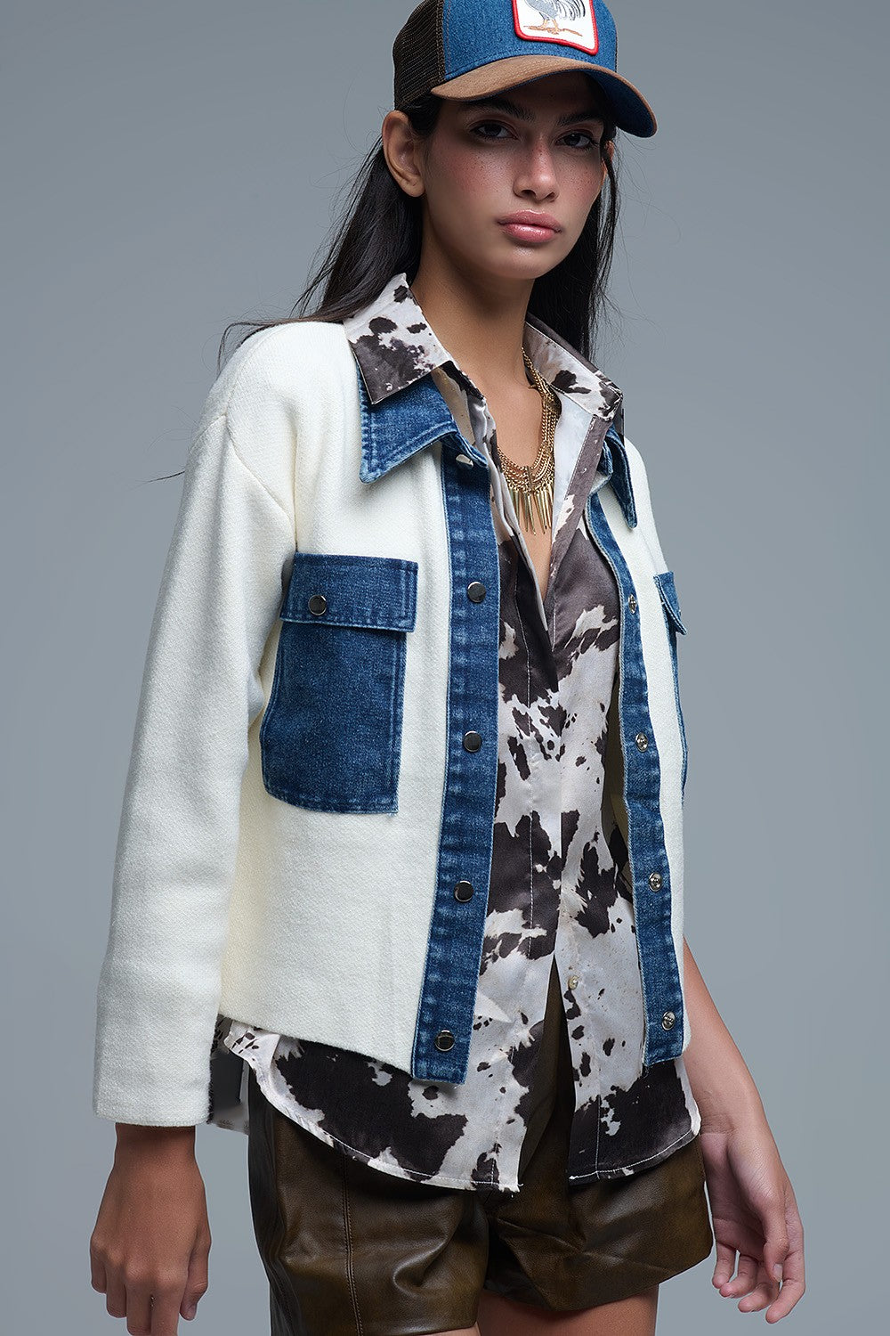 Hilary Cardigan Denim White