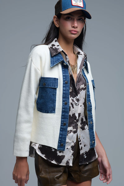 Hilary Cardigan Denim White