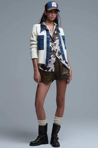 Hilary Cardigan Denim White