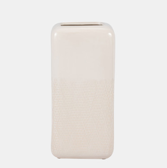 Ceramic Grooved Vase Ivory