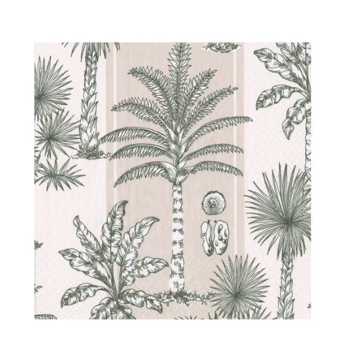 Southern Palms Flax White Cocktail Napkins