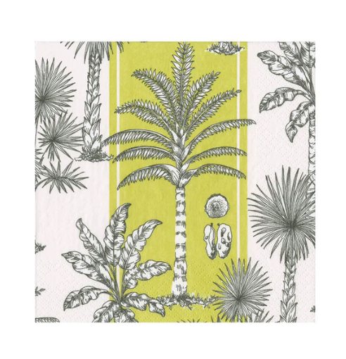 Southern Palms Green White Cocktail Napkins