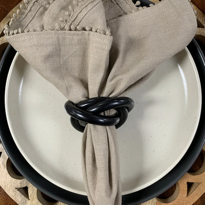 Wooden 3Ring Napkin Ring Black