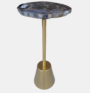 Rough Edge Agate Top In Accent Table, Gold
