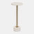 Metal Side Table Marble Top White gold