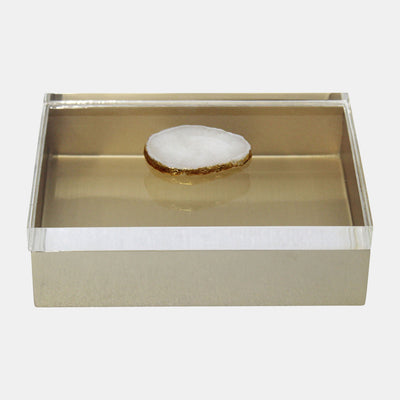 Metal Box Acrylic Lid Agate Knob Multi 7x5