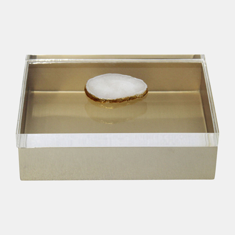 Metal Box Acrylic Lid Agate Knob Multi 7x5
