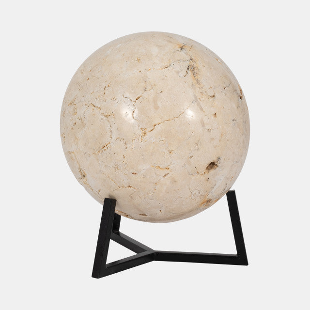 Stone Moon On Stand Ivory