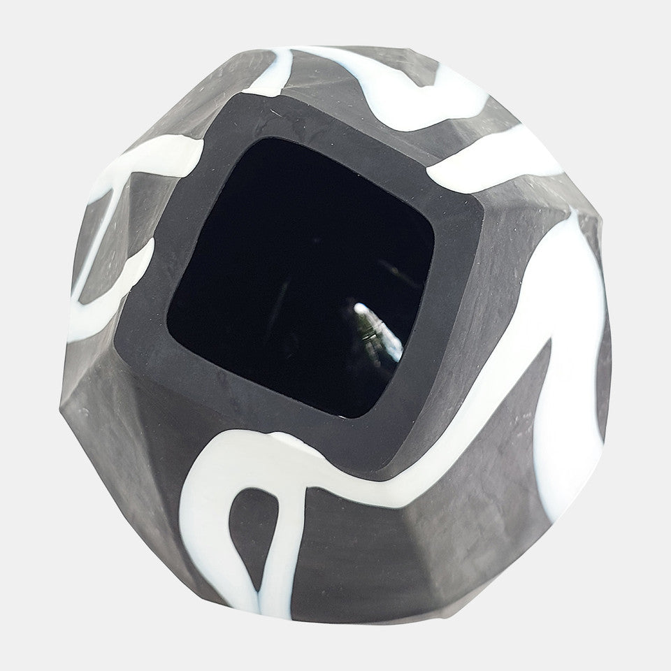 Glass 10" Abstract Contemporary Vase Black