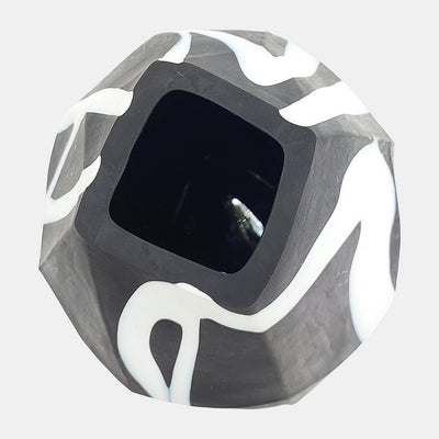 Glass 10" Abstract Contemporary Vase Black