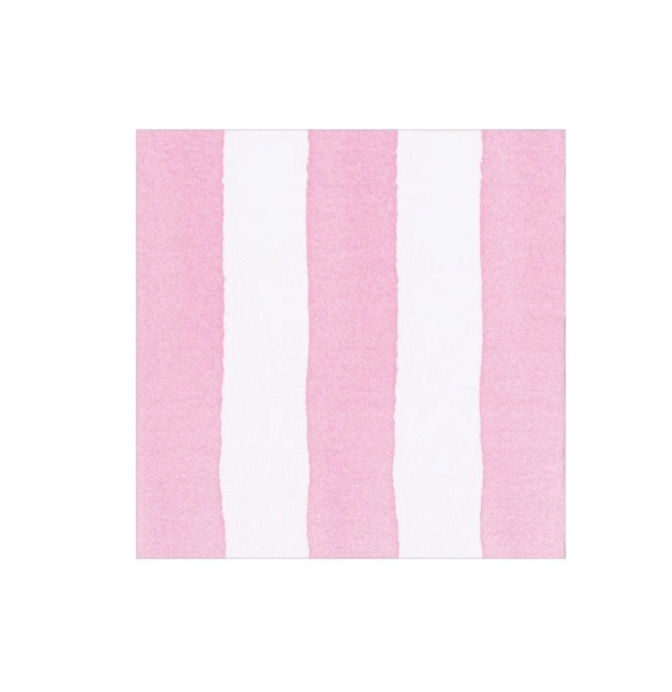 Cafe Stripe Light Pink Paper Linen Cocktail Napkin