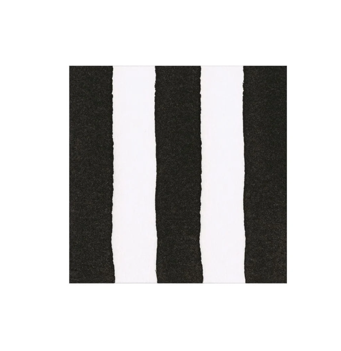 Cafe Stripe Black Cocktail Napkin