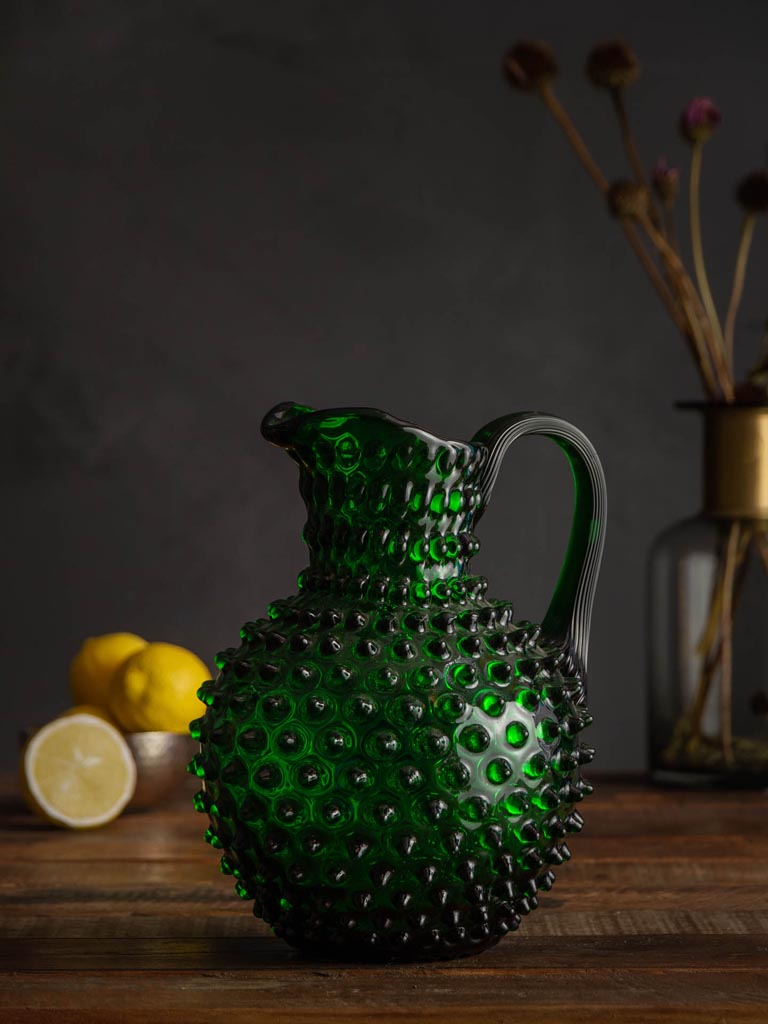 Hobnail Pitcher 2L Green