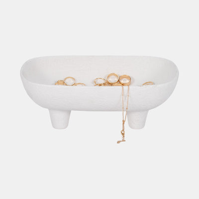 Footed Rounded Rectangle Bowl White