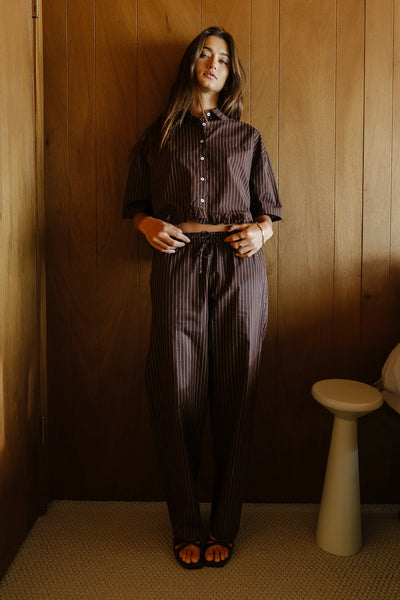 Melody Pinstripe Set Brown