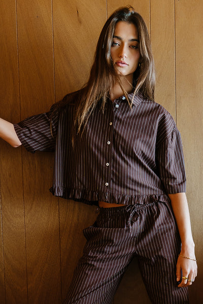Melody Pinstripe Set Brown