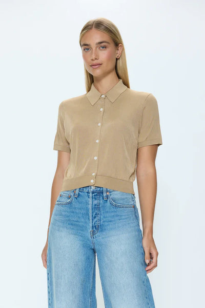 Lucca Short Sleeve Polo Sweater Wheat