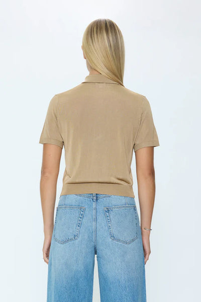 Lucca Short Sleeve Polo Sweater Wheat