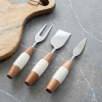White Stone Wood Spreader S/3