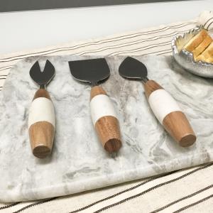 White Stone Wood Spreader S/3