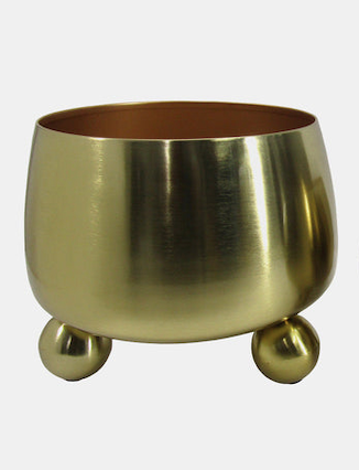 Round Metal Planters With Ball Feet Gold