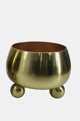 Round Metal Planters With Ball Feet Gold