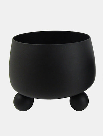 Round Metal Planters With Ball Feet Black