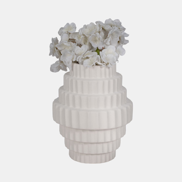 Textured Staggered Vase White