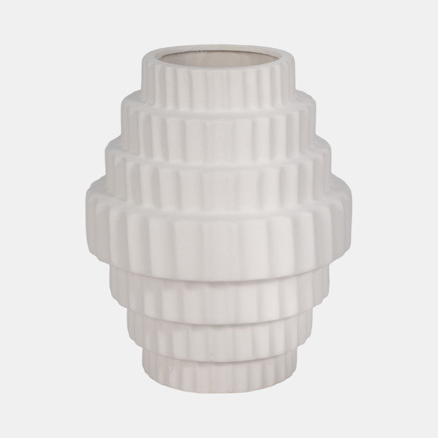 Textured Staggered Vase White