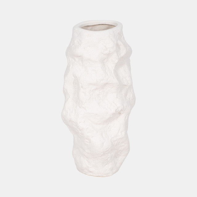 Jagged Textured Vase White