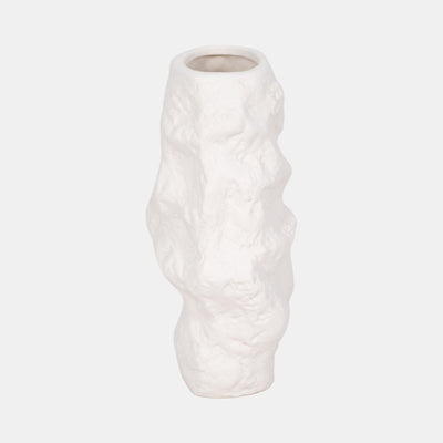 Jagged Textured Vase White