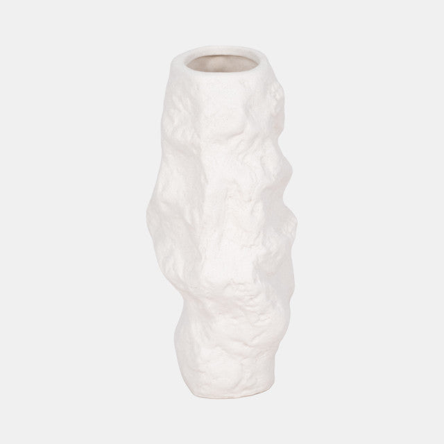 Jagged Textured Vase White