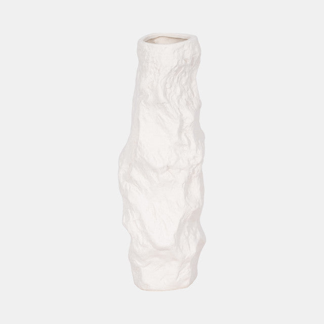 Jagged Textured Vase White