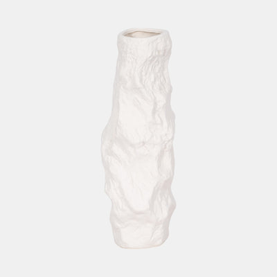 Jagged Textured Vase White